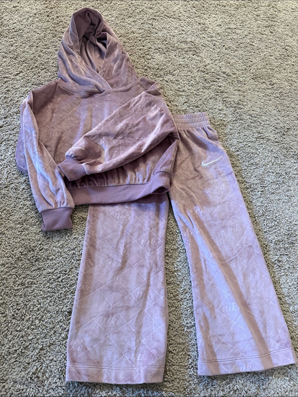 Nike Girls' Lavender Quilted Hooded Pajama Set